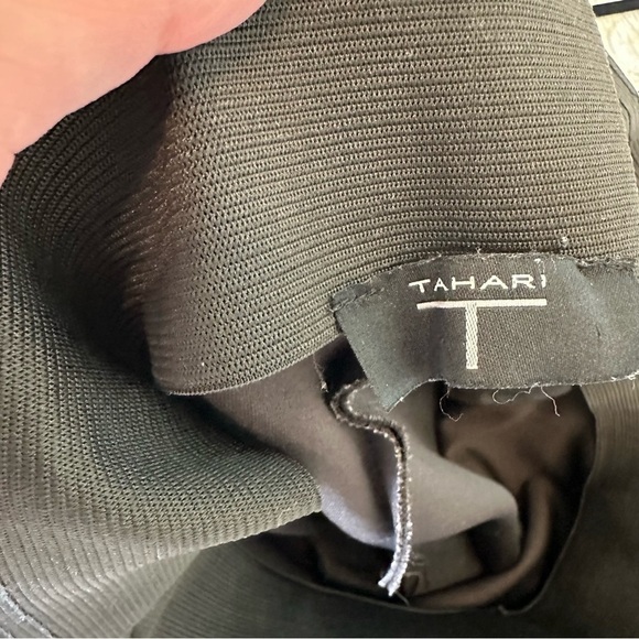 Tahari faux leather snakeskin black leggings slim zip pants dressy trousers L - Picture 7 of 11